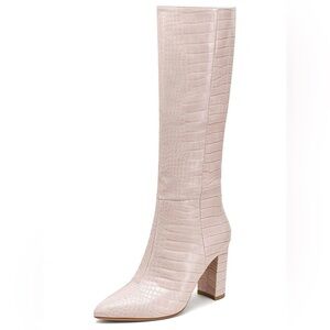 Knee High Faux Crocodile Boots